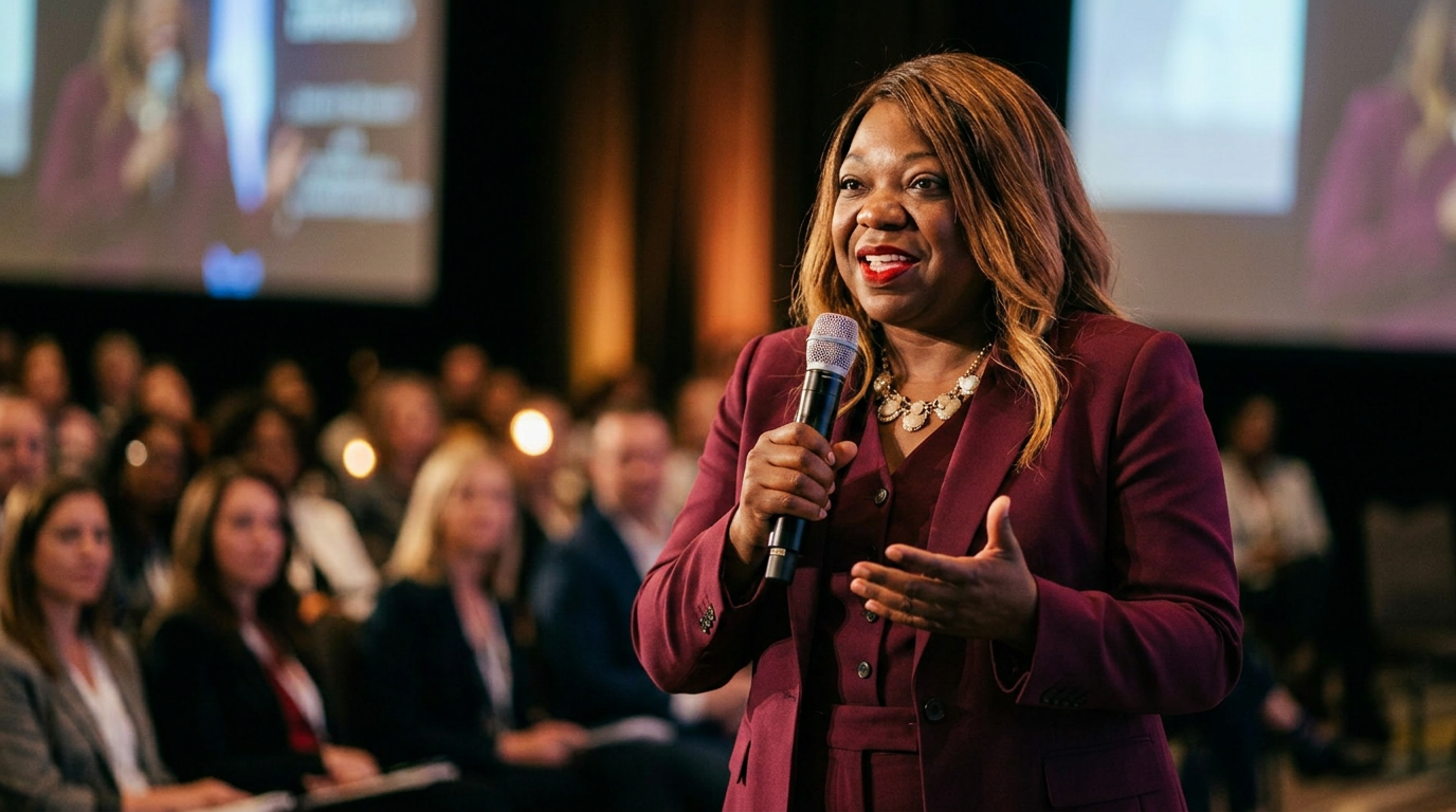 Janaya Patton speaking on stage